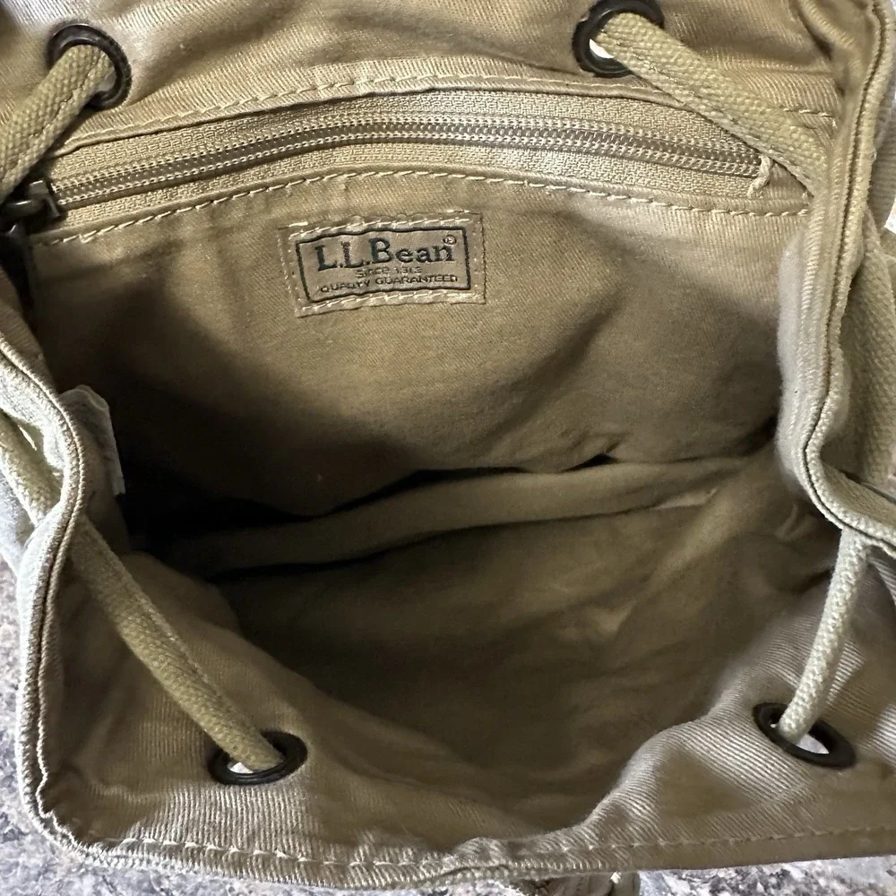 LL Bean Bag VTG Purse  Backpack— Embroidered Moose Sude Leather Adjustable Lock